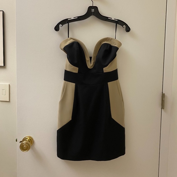 Anilee Dresses & Skirts - Anilee Tan and Black Strapless Sweetheart Dress